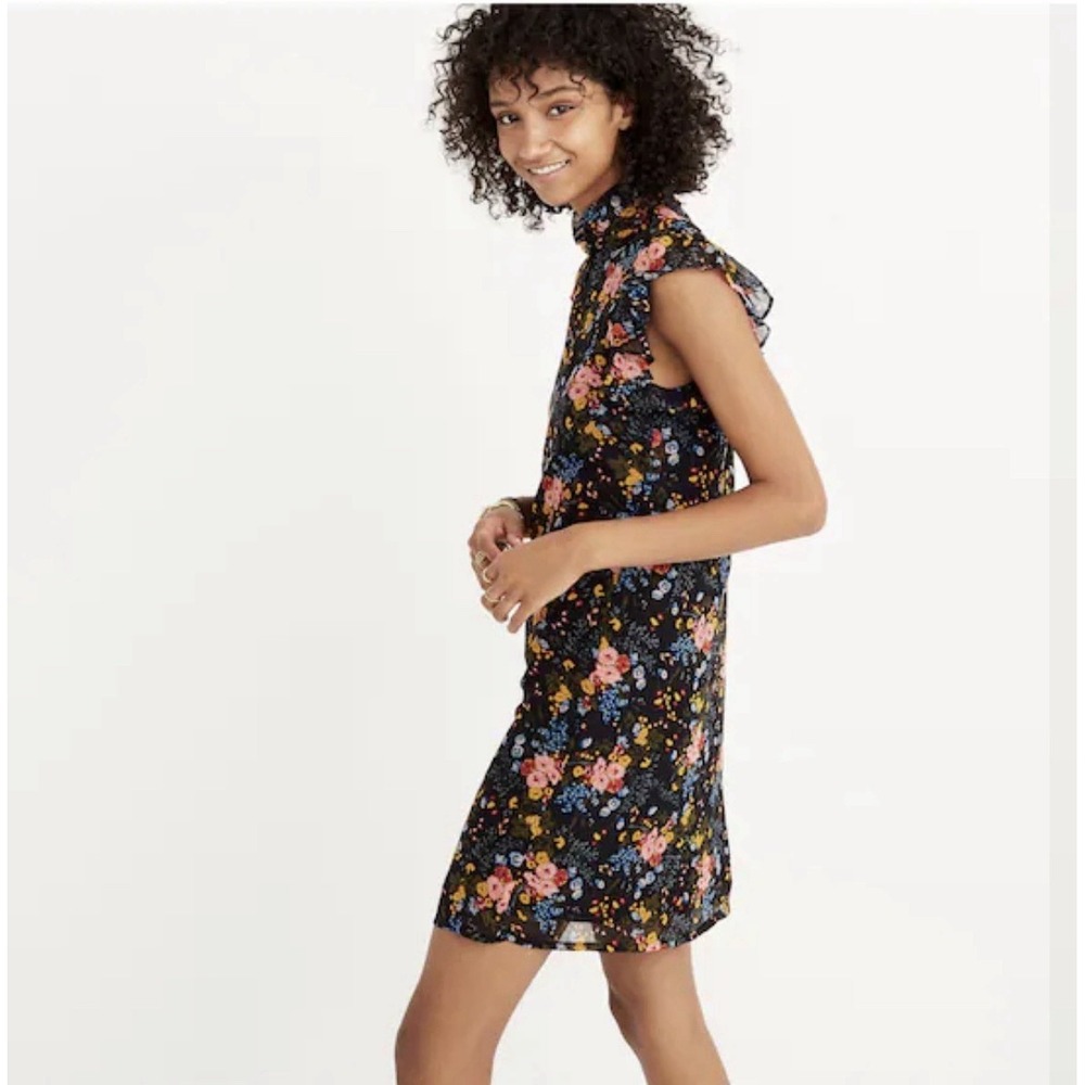 Madewell x No.6 Silk Beacon Dress Garden Bouquet Floral Ruffle Sleeve Size 2